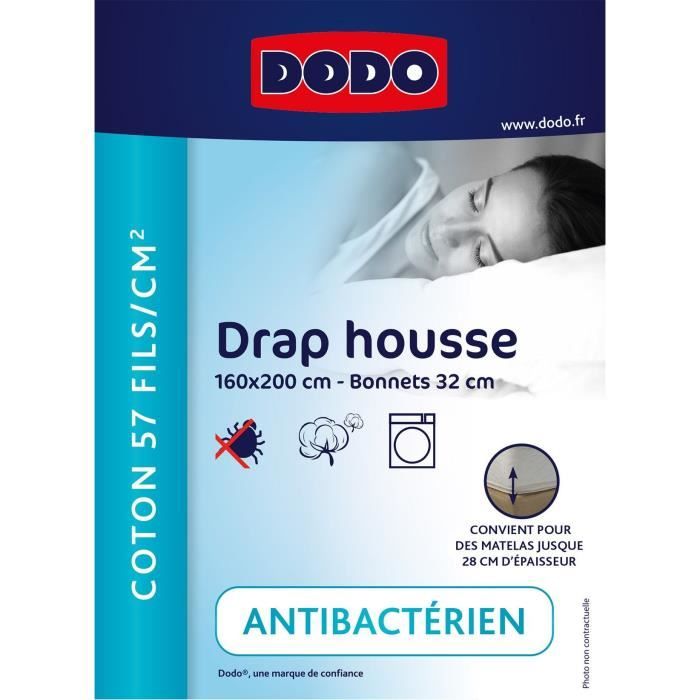 Dodo - antiBacteriens - White - 160x200 cm Cover Draf - Bonnet 32 ??cm