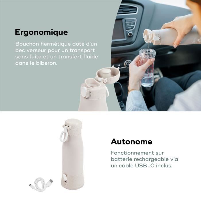 Moov & Feed portable bottle warmer - BABYMOOV - 340ml - mineral beige - Temperature adjustment - Keeps warm