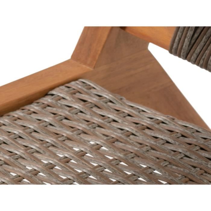 Low garden armchair in FSC Acacia wood and wicker resin - BORA - W60xD76xH73 cm