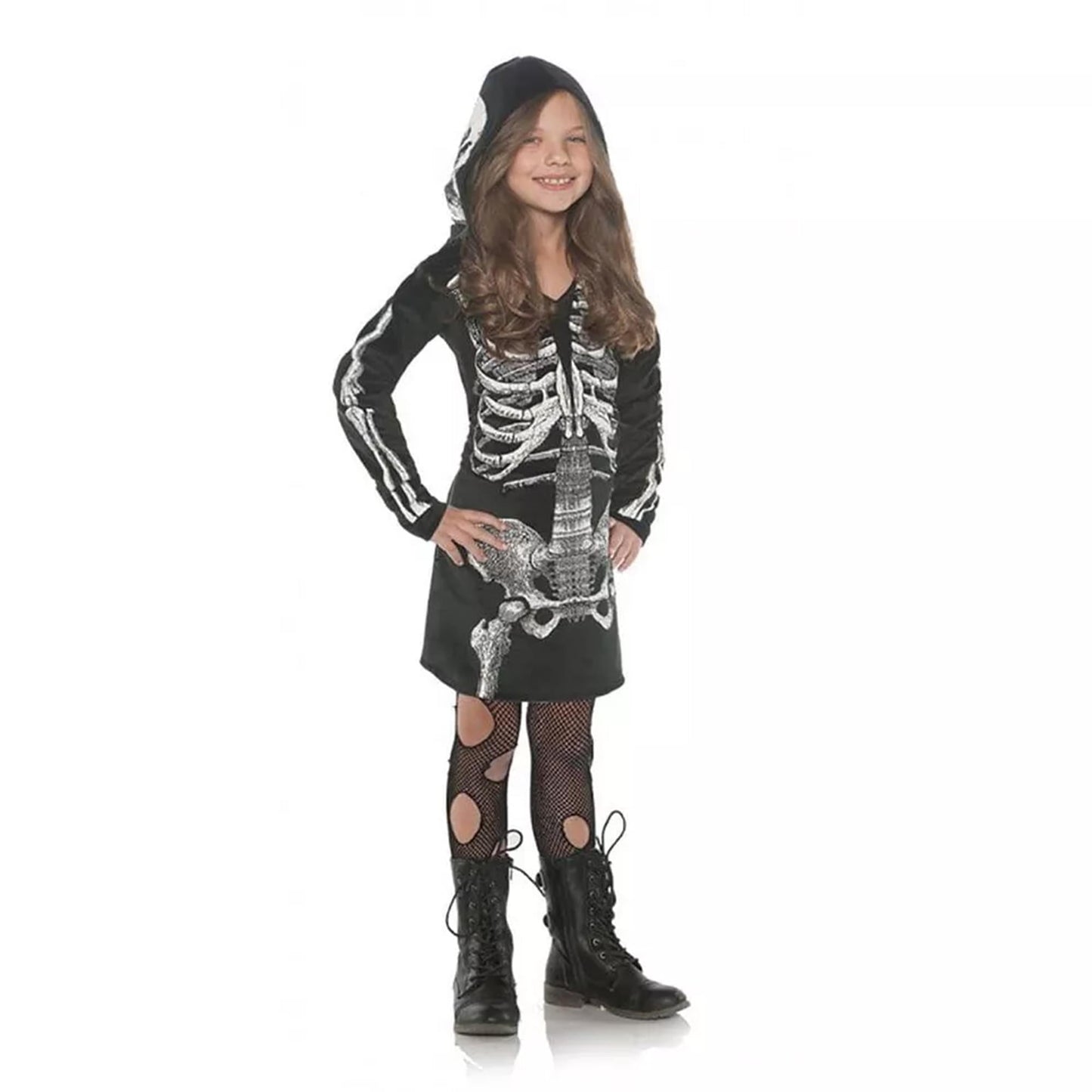 Skeleton Hoodie Dress Child Costume Large