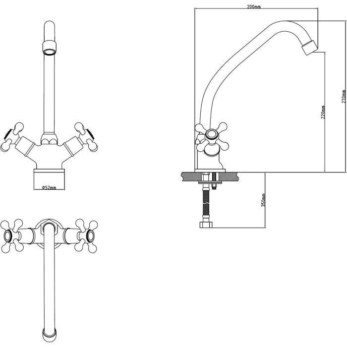 Rousseau Beverly kitchen mixer tap - without shower - chrome gray