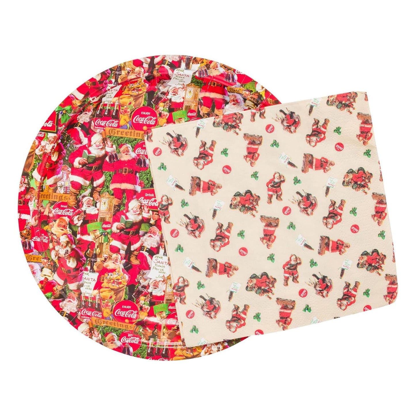 Coca Cola Santa 32-Piece Paper Napkin And Plate Party Pack