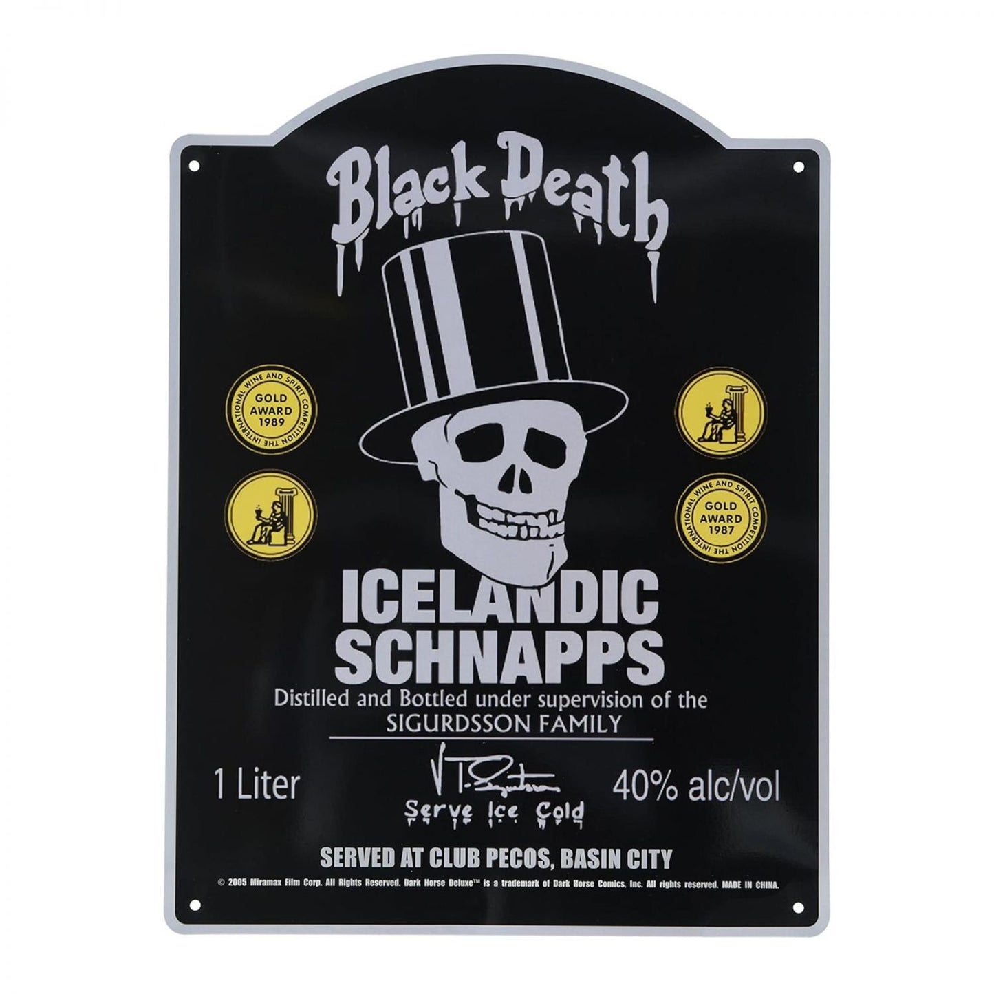 Sin City Movie Tin Sign Black Death Icelandic Schnapps