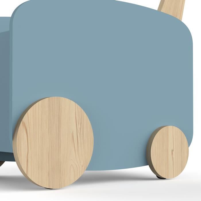 Storage trolley on wheels - FIRMIANA - Scandinavian style - Storm blue and natural wood - 49.8 x 35 x 52.5 cm - DEMEYERE