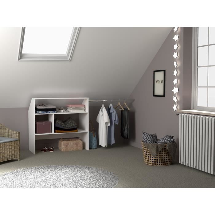 ARTIC EKIPA attic dressing kit - White melamine decor - 1 wardrobe - L197 x D50 x H94 cm