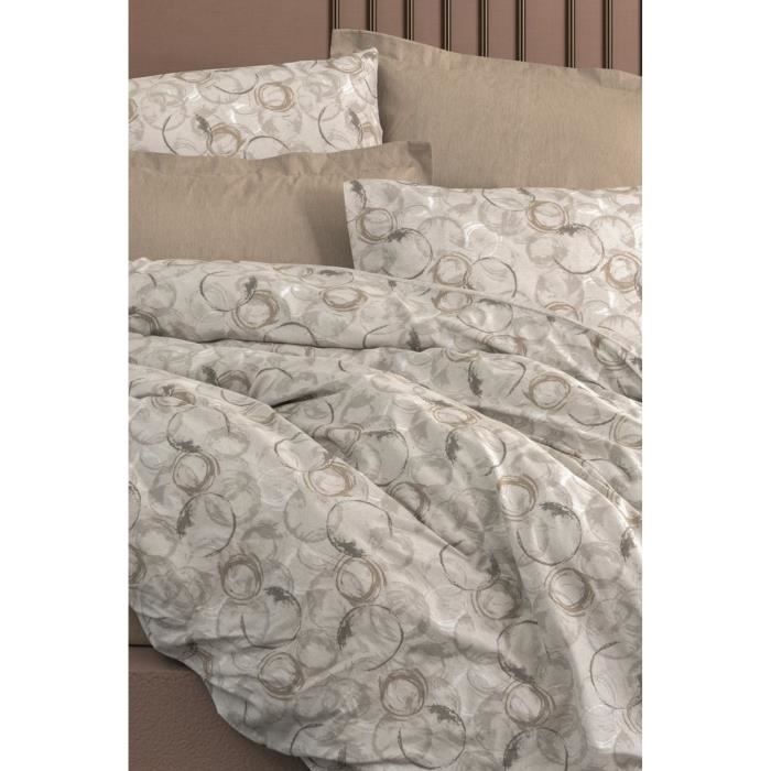 Bedding set - 1 duvet cover 220 x 240 cm + 2 pillowcases 60 x 60 cm - 100% cotton - Beige