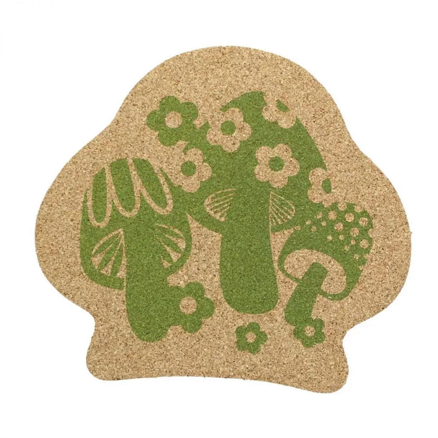 Single Retro Cork Drink Coaster -Mushrooms
