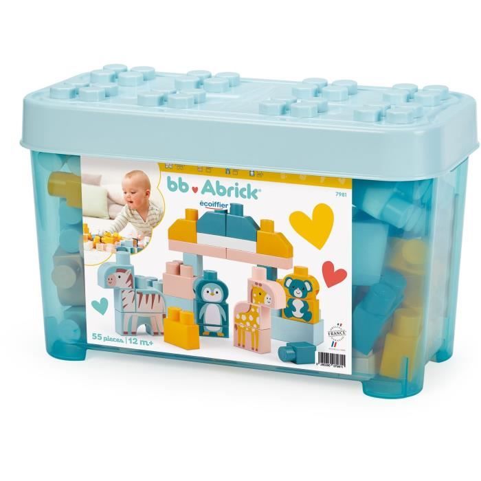 Brick Barrel - Construction Game - ECOIFFIER - Animals of the World - 55 pieces - +12 months