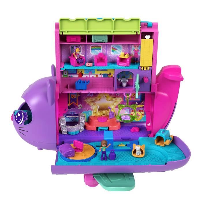 Polly Pocket-Transforming Kitten Airplane-Box with 2 Mini-Figures HWP19