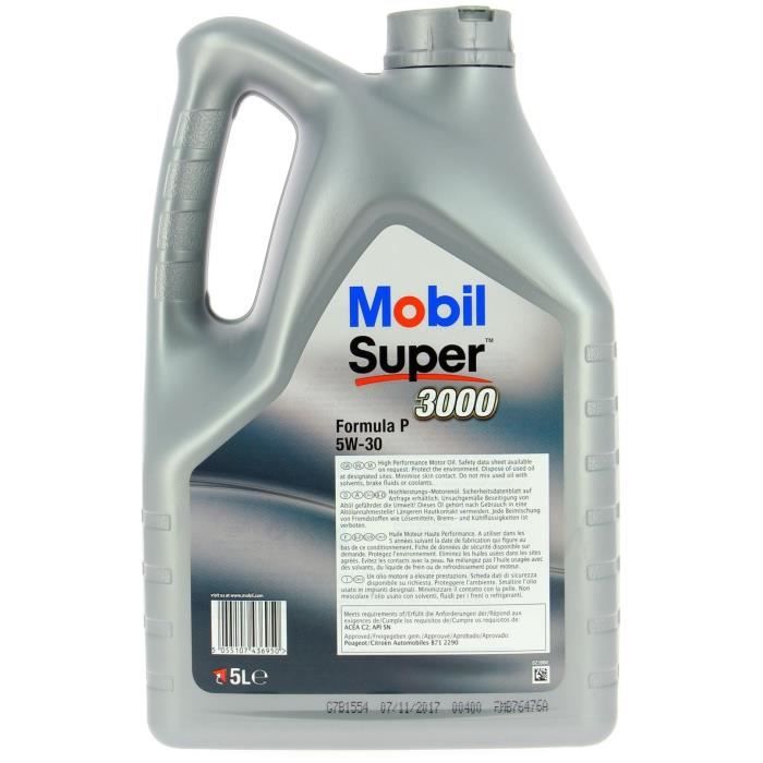 MOBIL Super 3000 Formula-P 5W-30 5L canister High performance engine oil