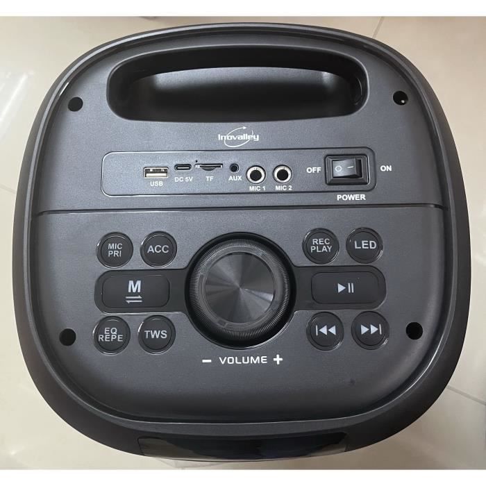 Karaoke speaker - INOVALLEY - RGB - 800 Watts - Bluetooth V5.0 - Wireless microphone included - Battery life 2 to 3 hours - LED