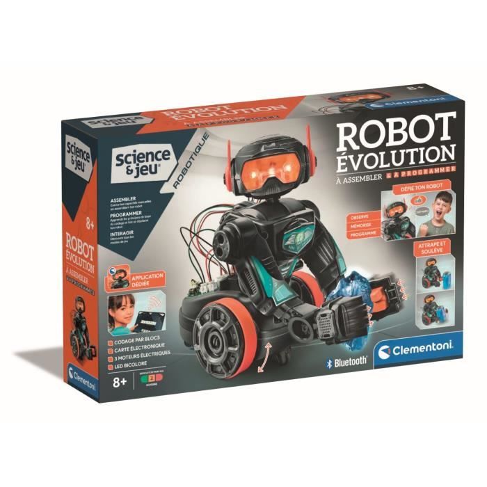 Clementoni - Robot Evolution 2.0 to assemble and program - 4 game modes - Made in Italy