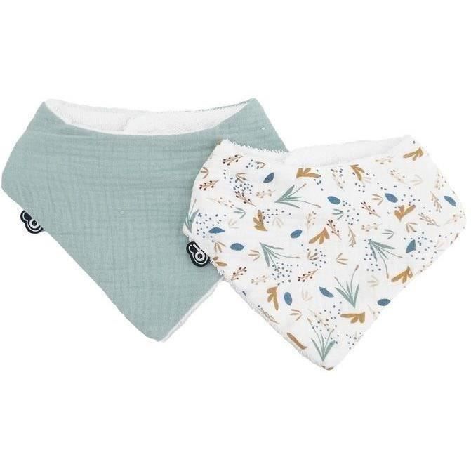 Pack of 2 bandana bibs - DOMIVA - TU - Muslin - Celadon printed on the water