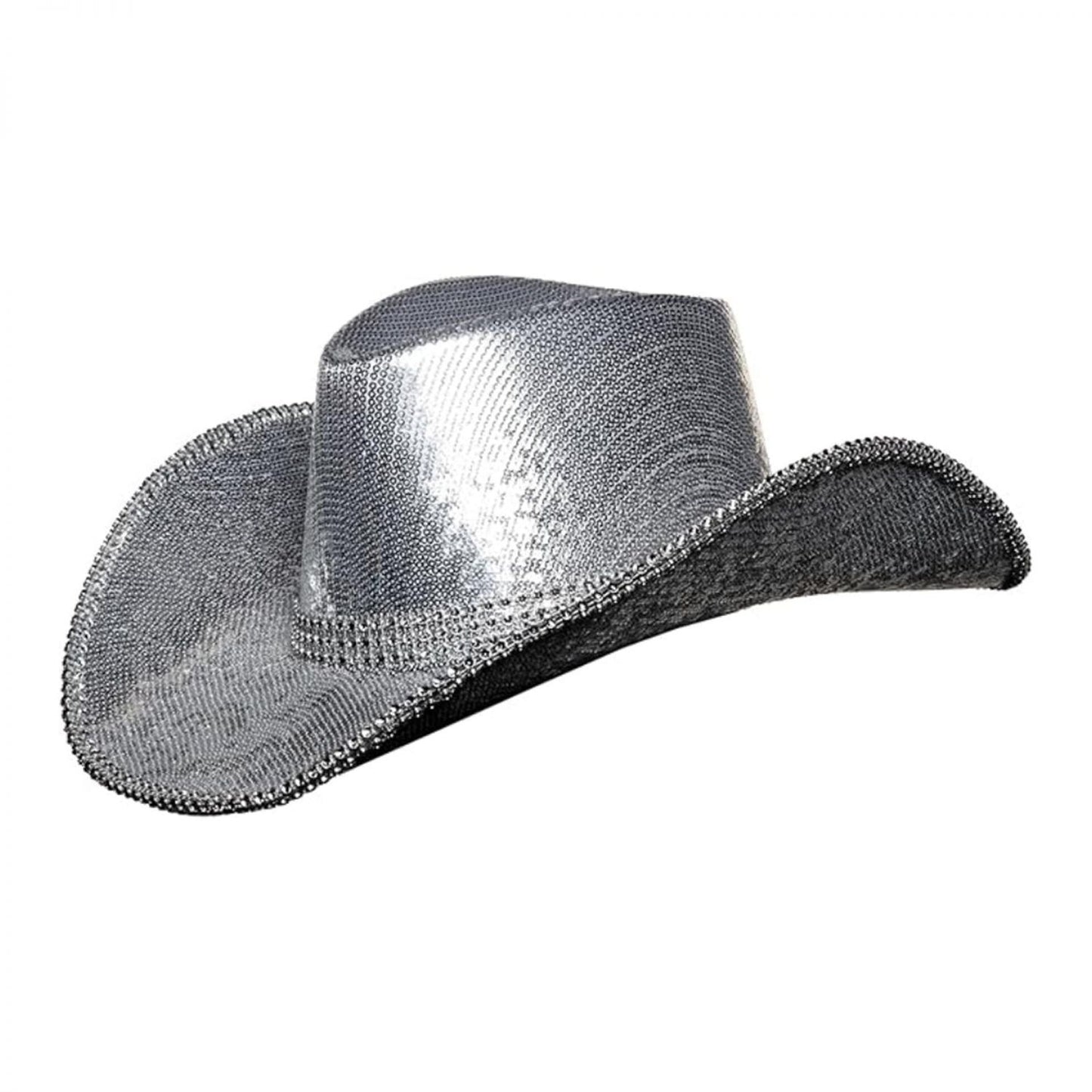 Metallic Silver With Rhinestones Adult Costume Cowboy Hat