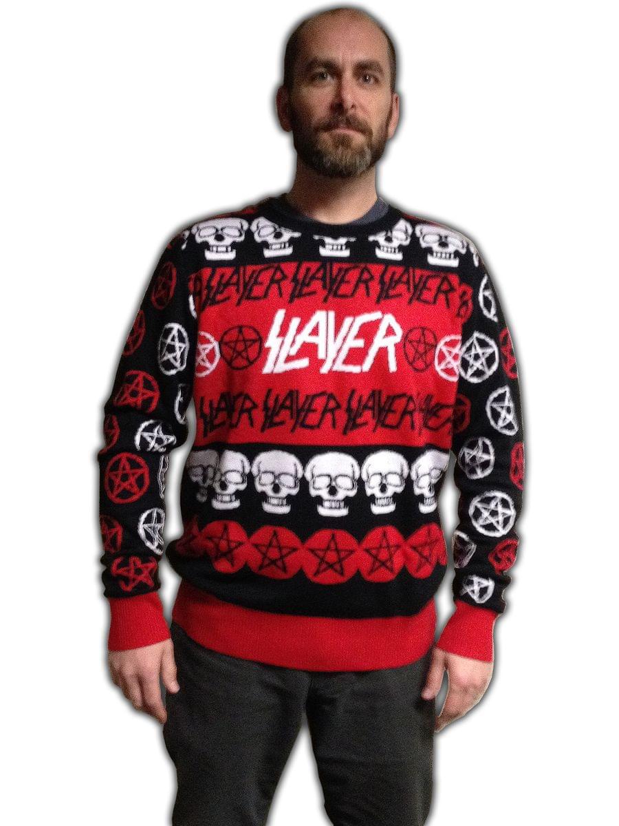 Slayer Pentagram & Skulls Adult Christmas Sweater Small