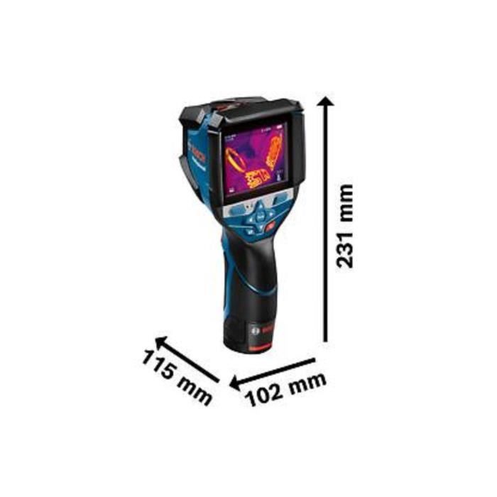 Bosch Professional GTC 600 C thermal imaging camera with 12V 2.0Ah battery, quick charger, USB-C cable, shim, in L-Boxx - 0601083500