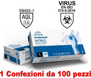 Intco 1Conf. da 100pz - Taglia L - Guanti in Nitrile Uso Medico Senza Polvere