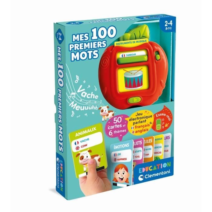 CLEMENTONI - My first 100 words Bilingual - Educational toys - 2 game modes: Quiz and discovery - Sounds and nursery rhymes