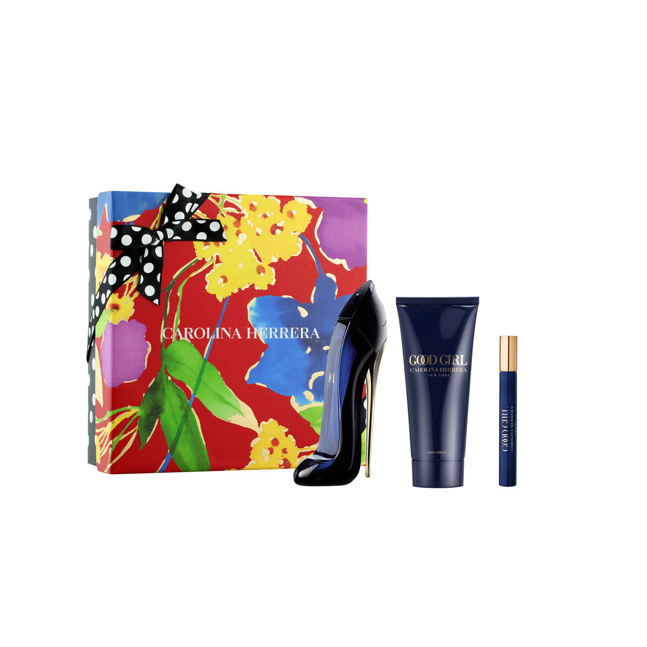 Carolina herrera good girl 3 pcs set: 2.7 eau de parfum spray + 0.34 eau de parfum spray + 3.4 body lotion.