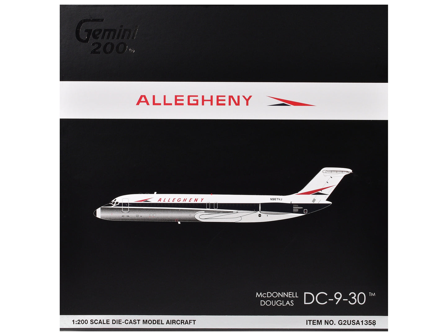 McDonnell Douglas DC-9-30 Commercial Aircraft "Allegheny Airlines" (N967VJ) White with Blue Stripes "Gemini 200" Series 1/200 Diecast Model Airplane by GeminiJets