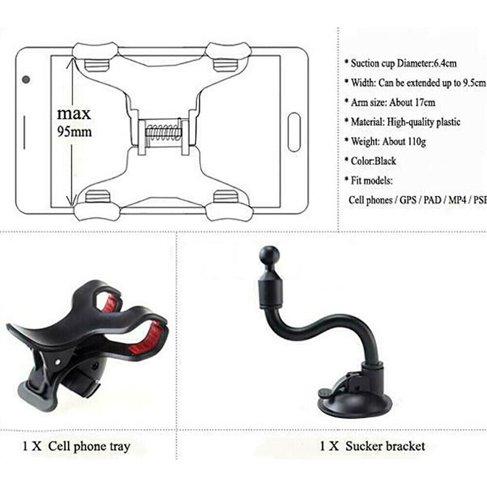 360? Car Windshield Mount Cradle Suction Cup Holder for Cell Phone GPS