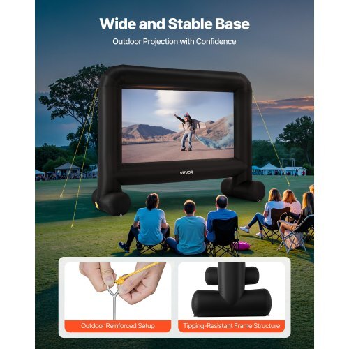 VEVOR 15FT Inflatable Movie Screen, Inflatable Projector Screen with Portable Storage Bag, 16:9 Easy Set Up Movie Projection for Outdoor Backyard, Home Theater, Theme Party