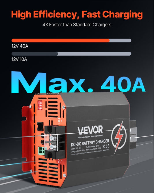 12V 40A DC to DC Charger Battery Charger 500W for Lead-Acid and Lithium AGM GEL