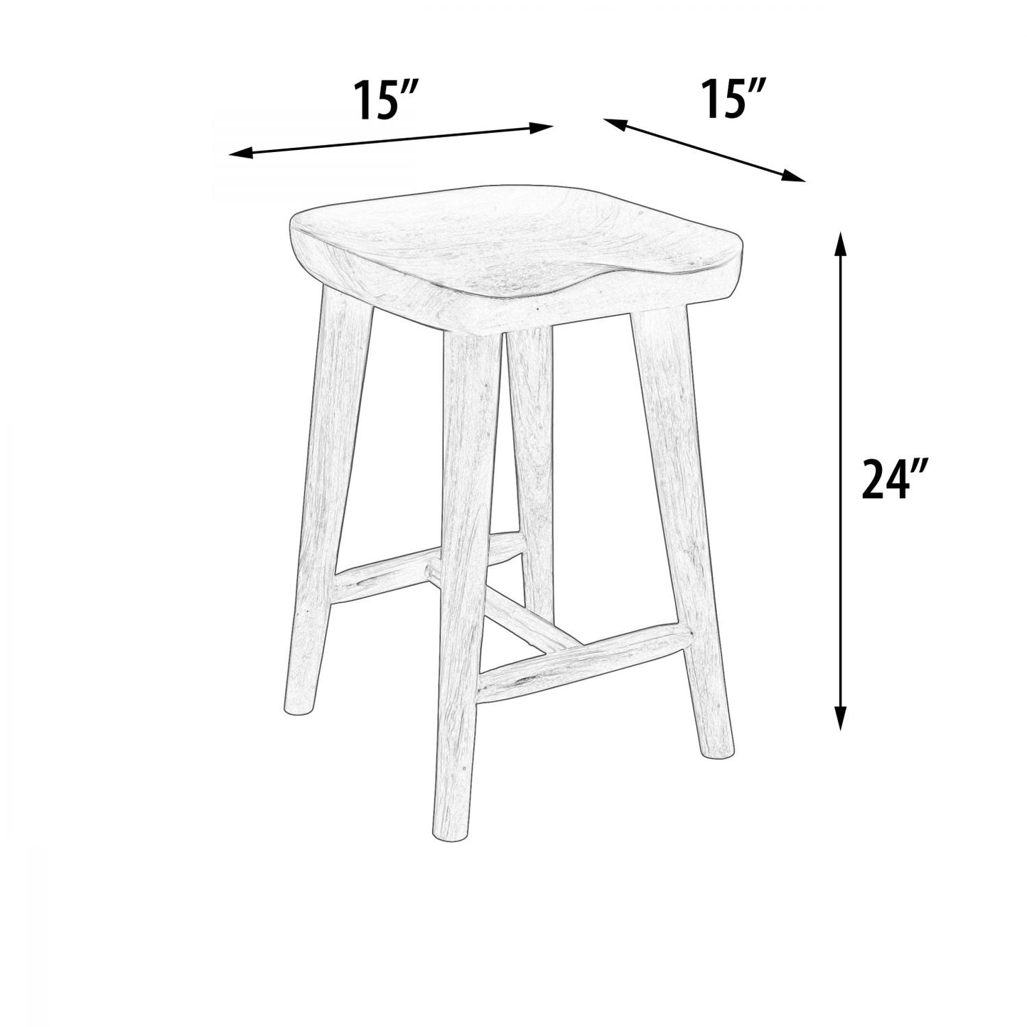 Contoured Seat Suar Wood Counter Stool