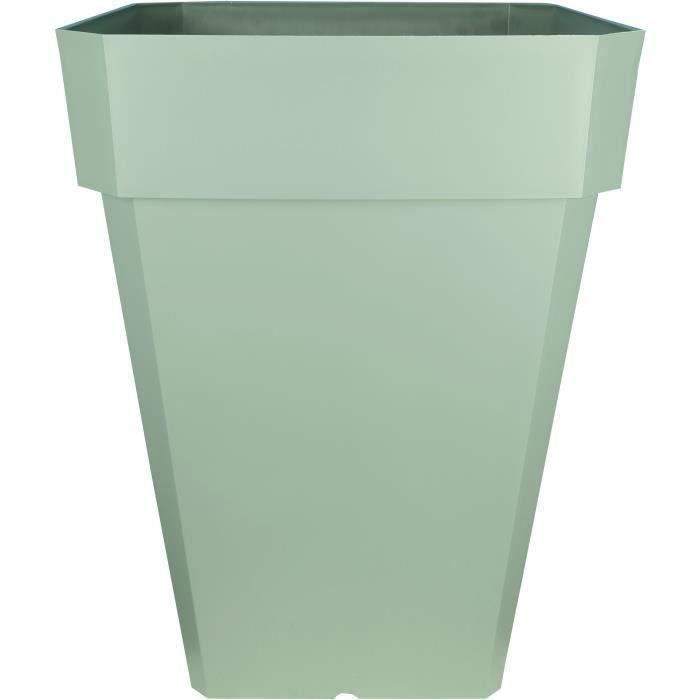 RIVIERA SOLEILLA square flower box - Plastic - Height 53 cm - Clay green