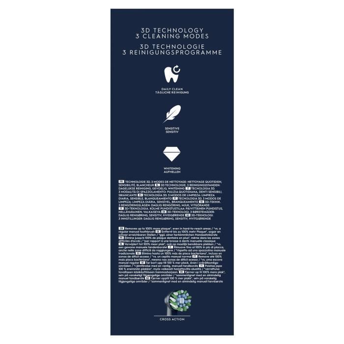 Electric toothbrush - ORAL-B - Pro 1 - Black - 360 pressure sensor - 7 days battery life