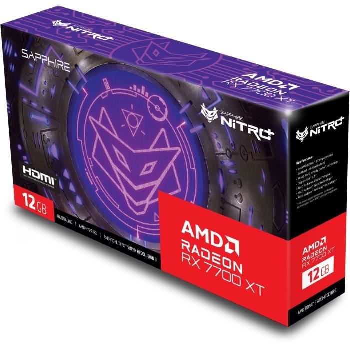 SAPPHIRE - Graphics Card - NITRO+ AMD RADEON RX 7700 XT GAMING OC 12GB - GDDR6 - DUAL HDMI / DUAL DP