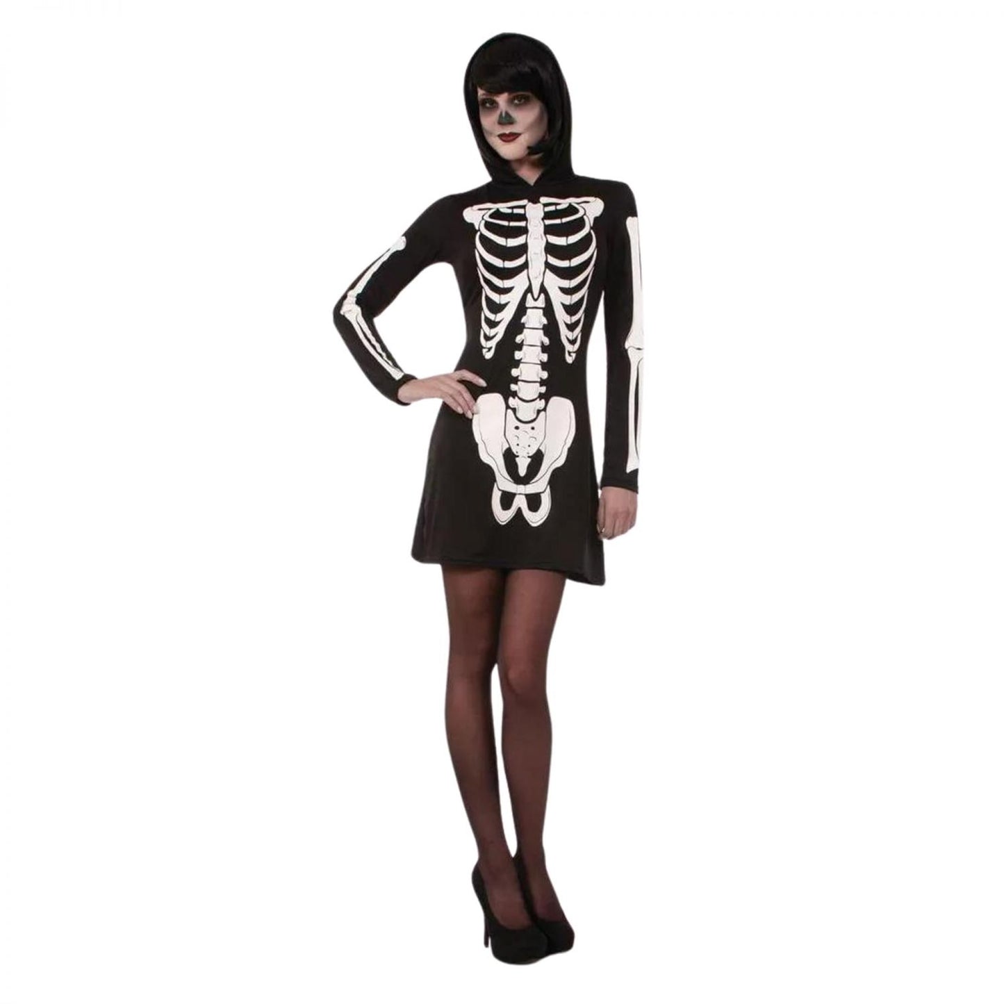Skeleton Hooded Mini Dress Adult Costume X-Small/Small