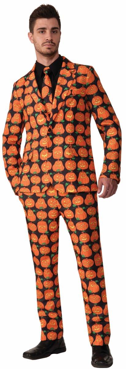 Men's Halloween Pumpkin Suit & Tie Costume Size X-Large