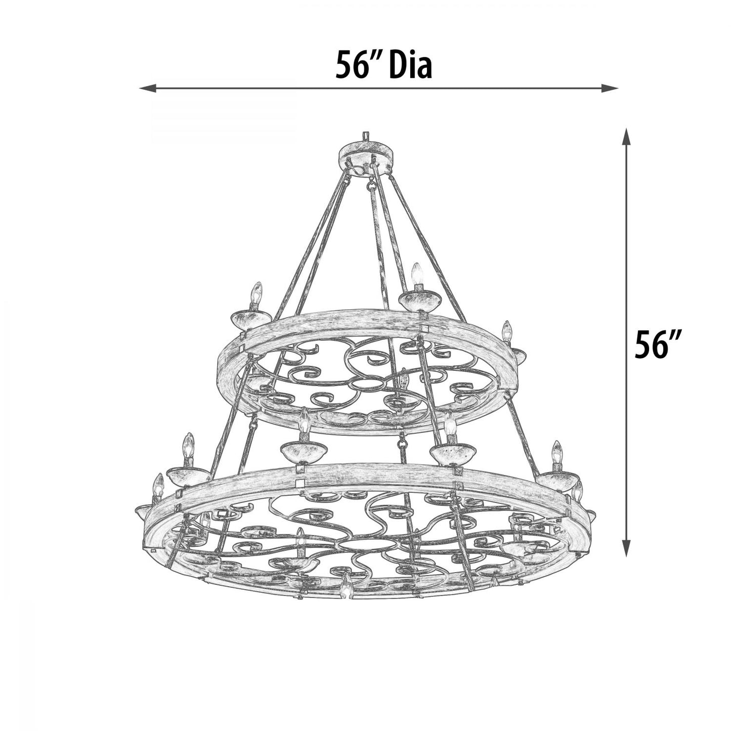 Three Tier Ridge Line 75" Chandelier