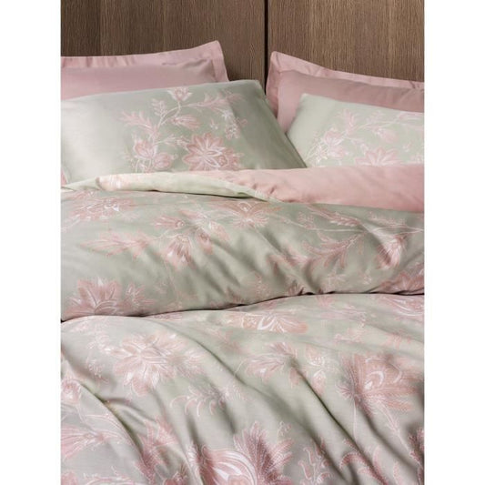 Bedding set - 1 duvet cover 220 x 240 cm + 2 pillowcases 60 x 60 cm - 100% cotton satin - Powder