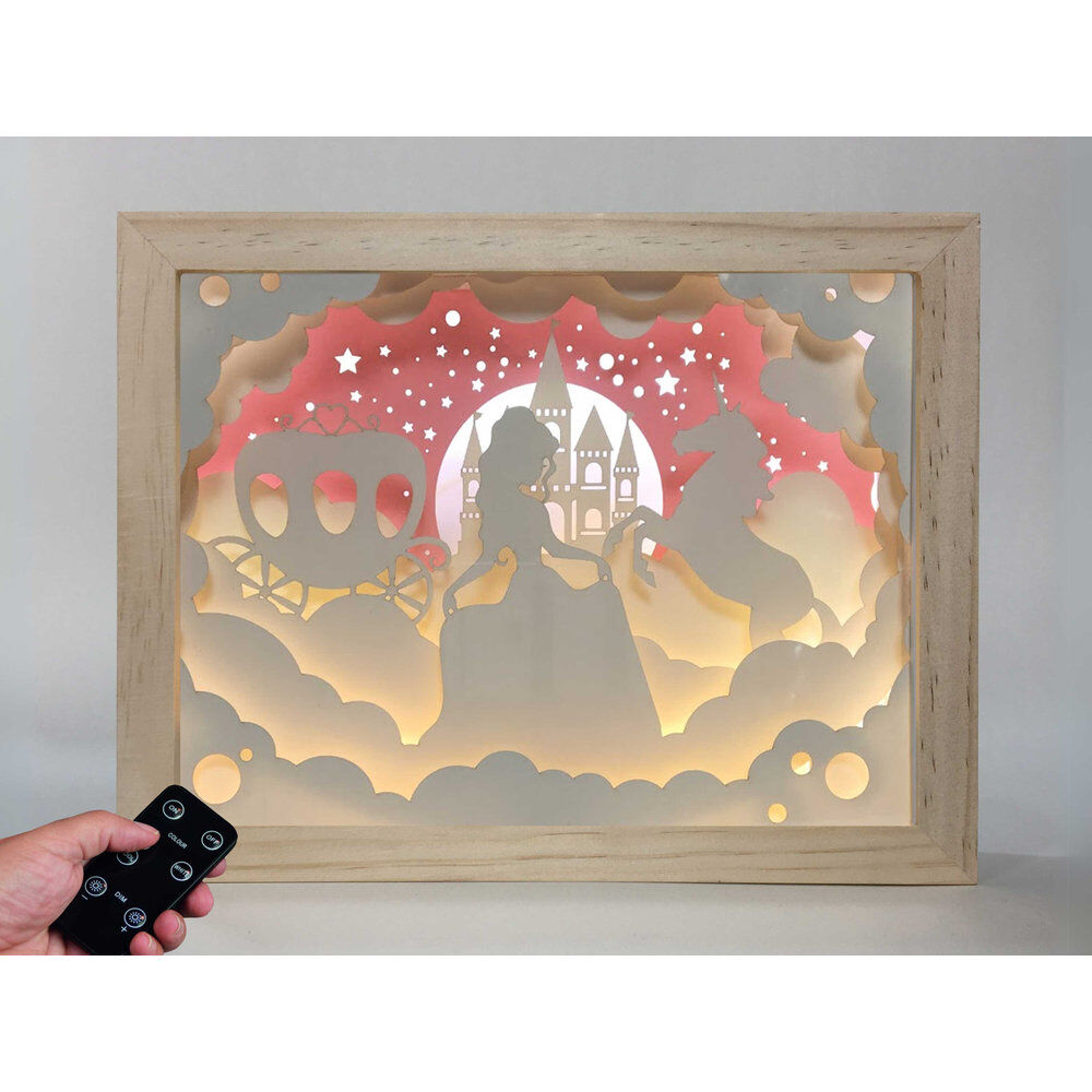 Princess and Unicorn wood lamp