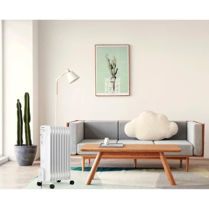 Electric oil bath radiator - 2000 watts - Oceanic - 3 powers - 9 elements - Mobile - White