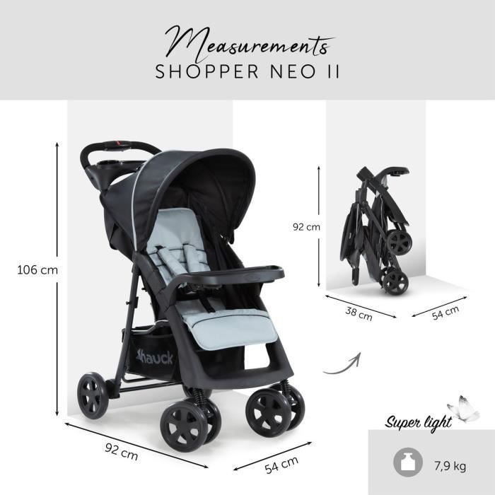 HAUCK Neo II Shopper Cane Stroller - Silver caviar