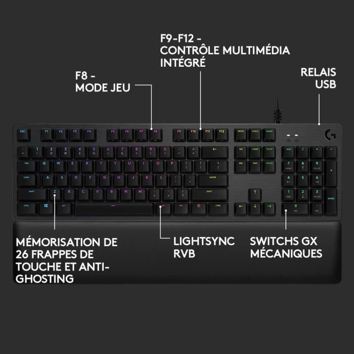 Logitech G - Gaming Keyboard - G513 Mechanical - LIGHTSYNC RGB with GX Brown switches - Carbon