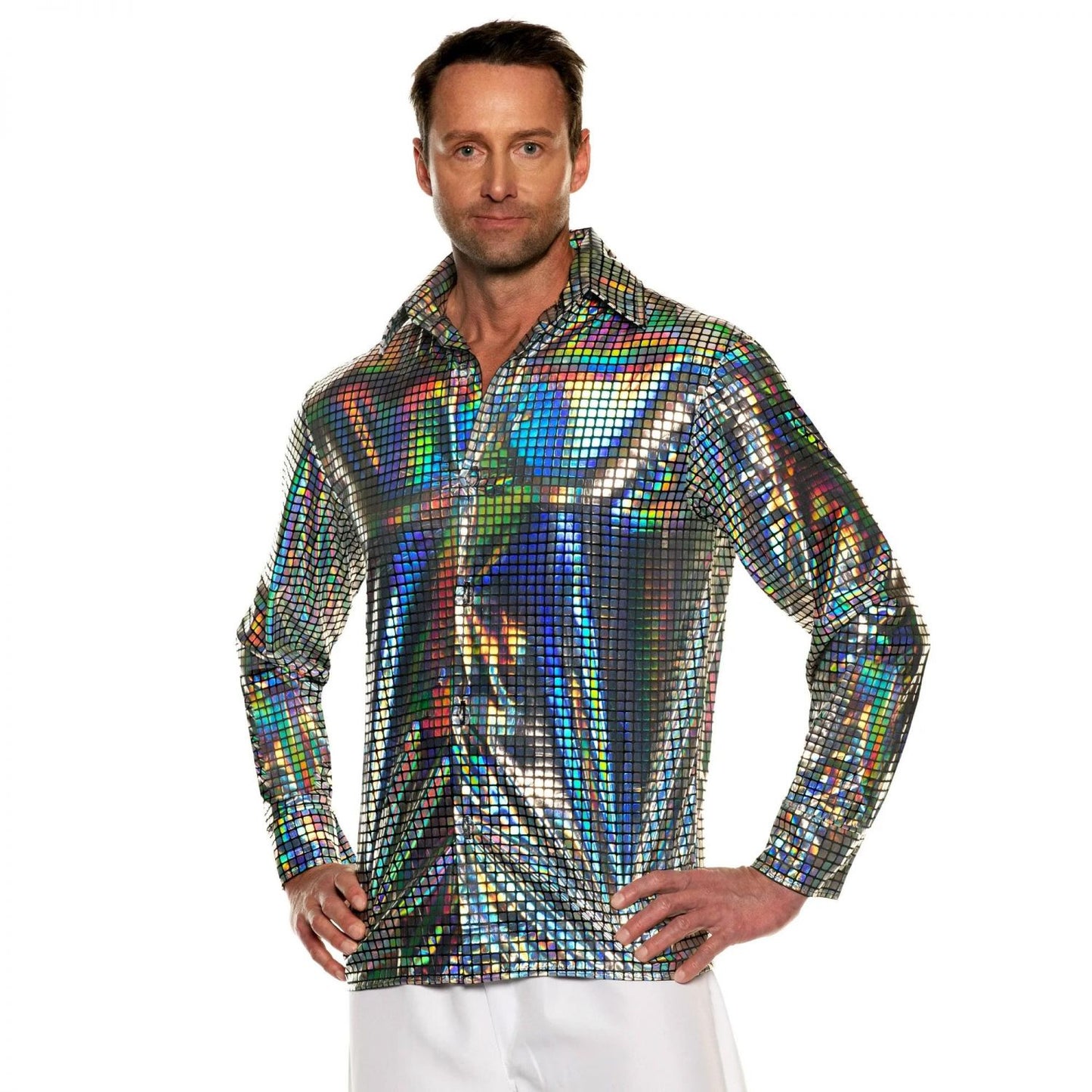 70s Hologram Adult Costume Disco Shirt | Standard