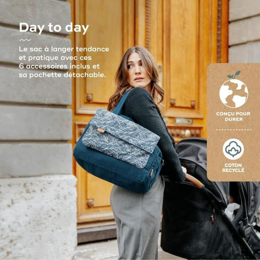 Babymoov Day to Day Diaper Bag - Trendy and Functional, 23L Capacity, Numerous Pockets, 6 Accessories Included, Palm