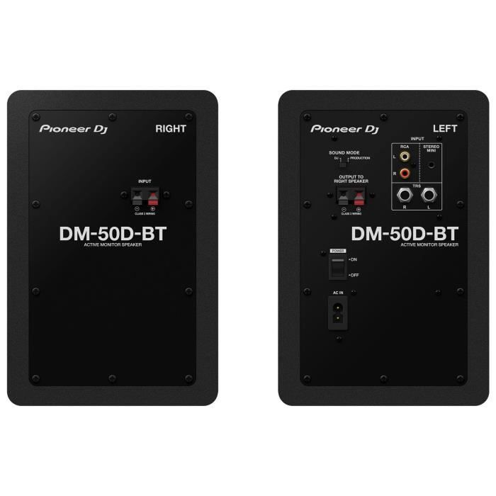 Pair of Pioneer DJ DM-50D-BT monitoring speakers - Bluetooth - Bass Reflex - 2x25W - DJ or Production mode - Black
