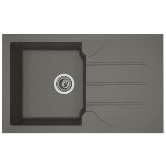 Stradour Sink Kitchen Eating 1 Bac + 1 Aloa Drautary - Resin - 81 x 50 cm - Concrete gray
