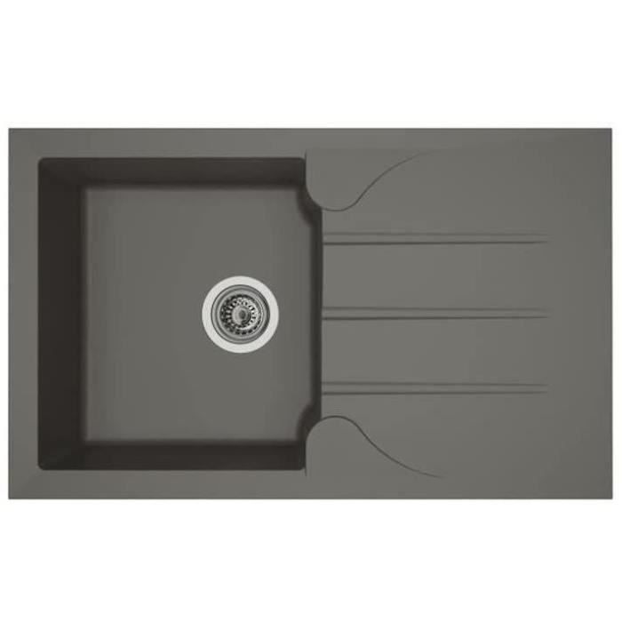 Stradour Sink Kitchen Eating 1 Bac + 1 Aloa Drautary - Resin - 81 x 50 cm - Concrete gray