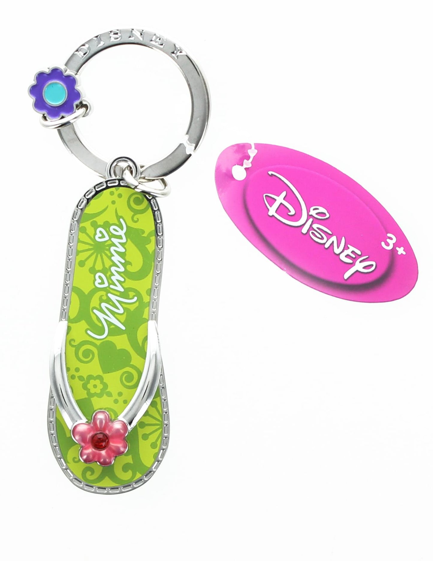 Disney Minnie Mouse Green Flip Flop Pewter Key Ring