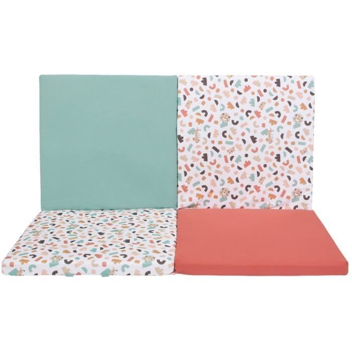 Malin play mat - TINEO - 3-in-1 multifunctional evolving mat - 120 x 120 cm - Geometric / Funny animals