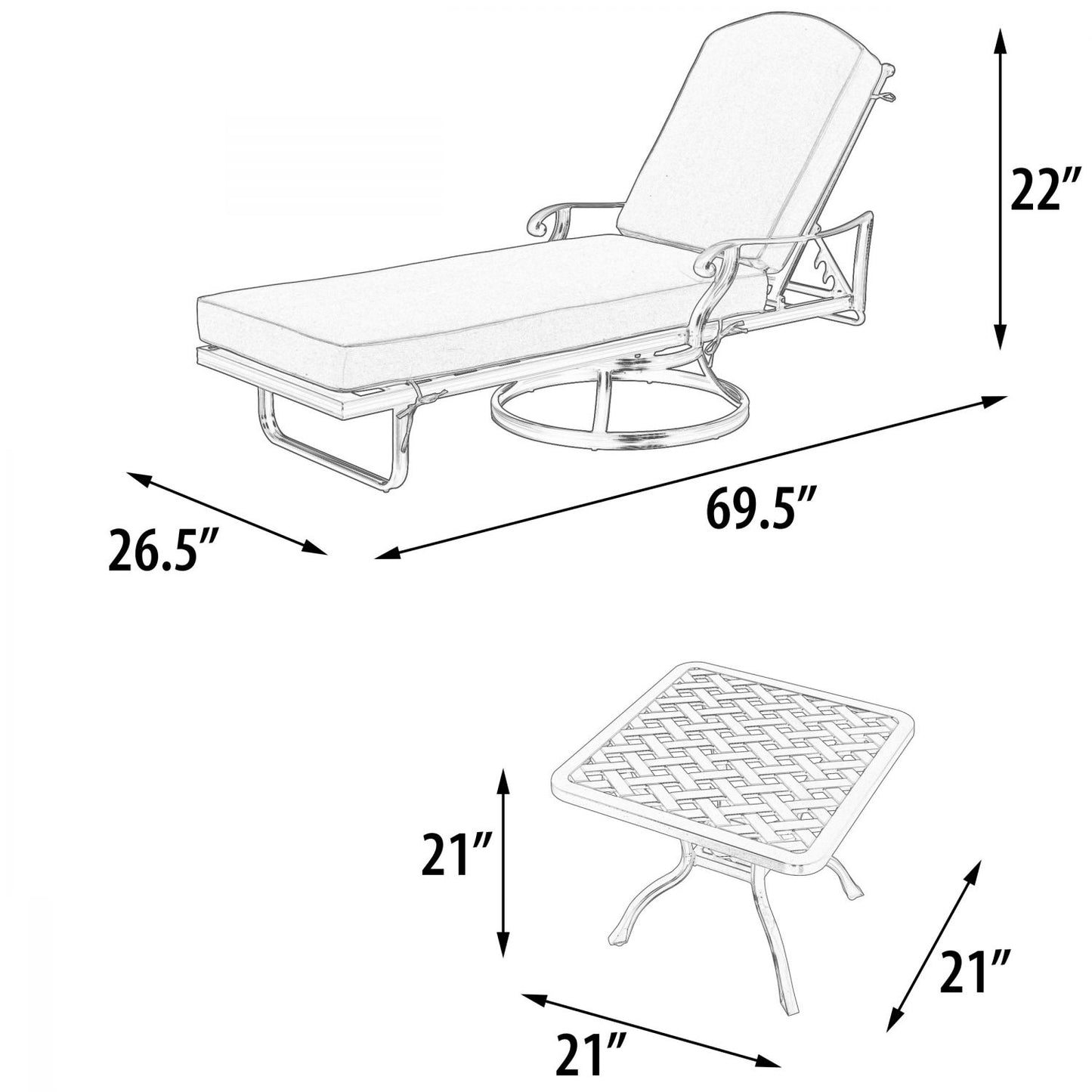 Savannah Swivel Chaise Lounge Set Of 3