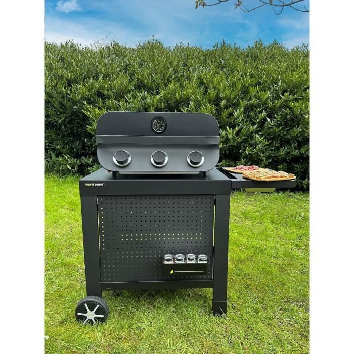 Gas barbecue - COOK'IN GARDEN - Flavo 60 - freestanding - 3 straight stainless steel burners - 8.4 kW - Piezzo ignition