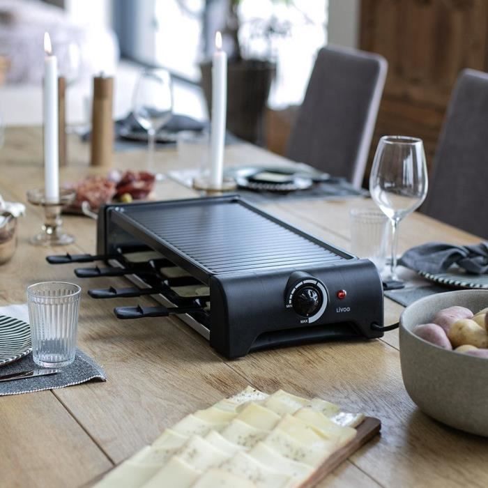 Raclette machine for 8 people - LIVOO - DOC312 - 1300W - 8 people - Removable non-stick grill tray - Adjustable thermostat
