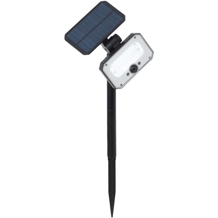 Outdoor spotlight - BRILLIANT - JOPLIN - LED and solar - Detector - Plastic and glass - 4 W - Black
